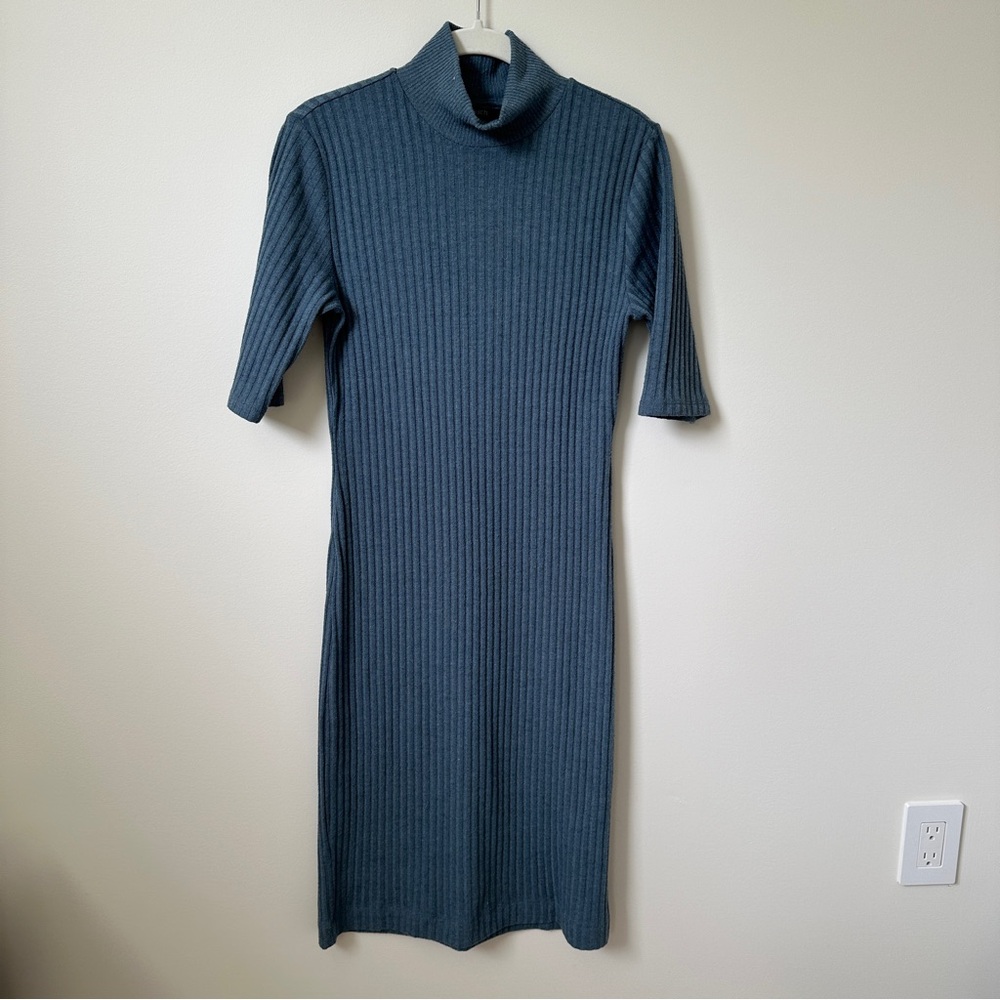 Peach ribbed mock neck dress